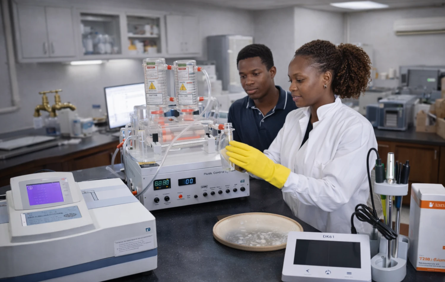Certified technician performing preventive maintenance on diagnostic medical equipment