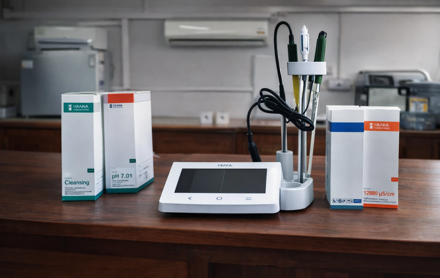 Complete hospital laboratory setup with integrated medical equipment and workflow systems